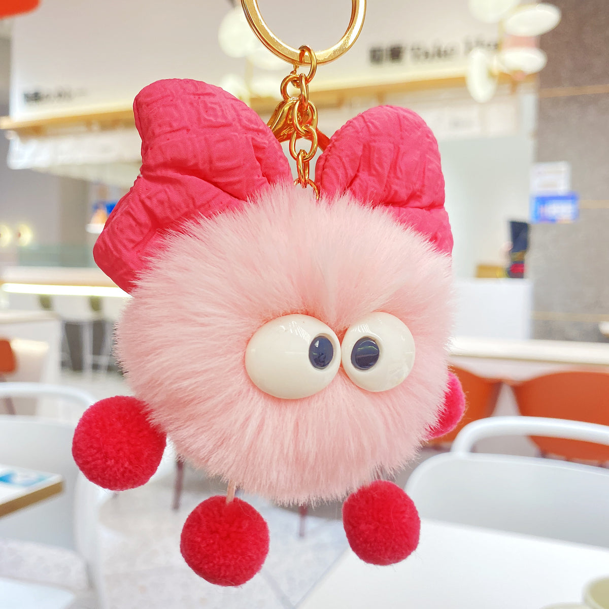 Warebabaf Cartoon Plush Keychain & Bag Charms – Set of 3 - main product photograph