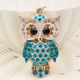 Warebabaf Cartoon Owl Rhinestone-Style Metal Keychain Charms – Set of 3 - main product photograph