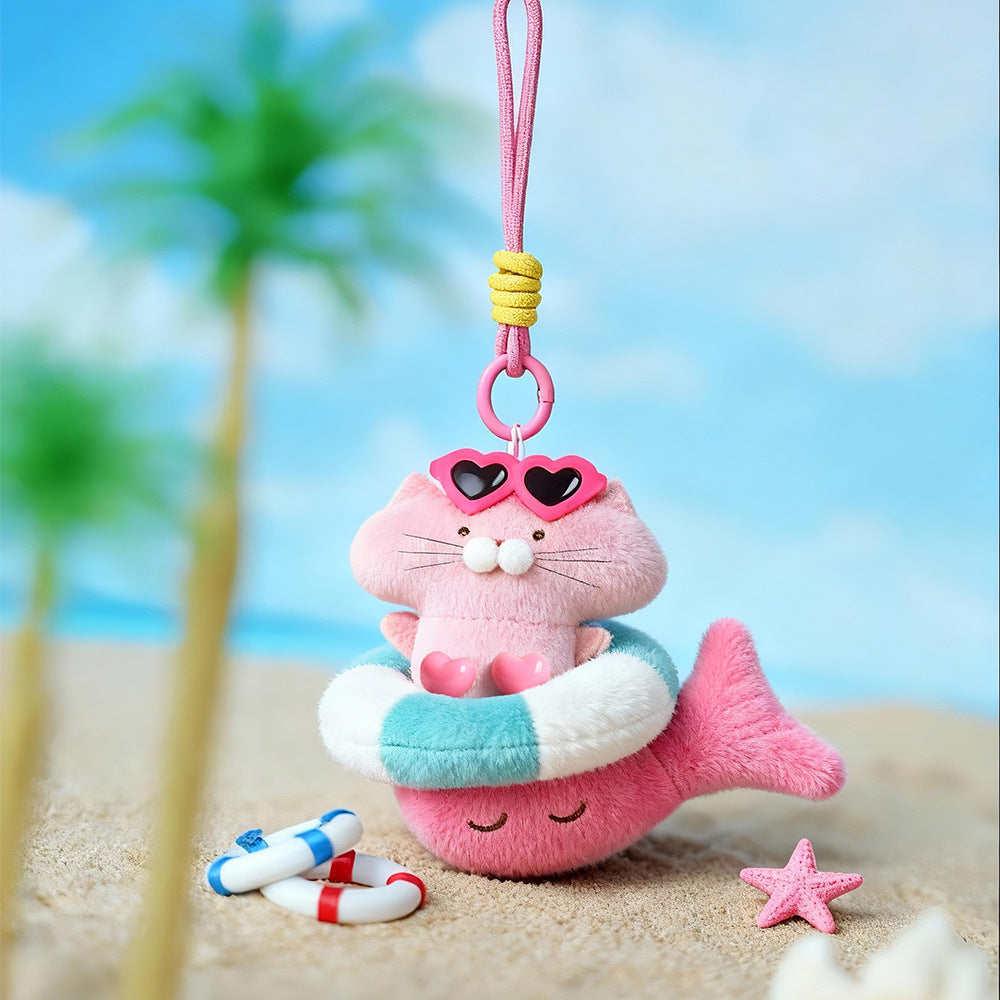 Warebabaf Quirky Fish Plush Backpack Keychain Charms – Set of 2 - additional product photograph