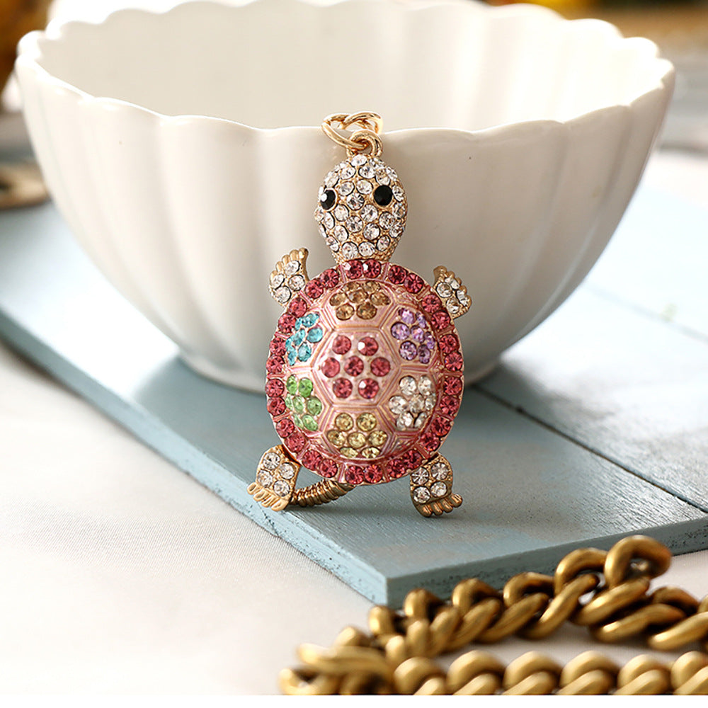 Warebabaf Colorful Turtle Rhinestone-Style Metal Keychains – Set of 3 - main product photograph